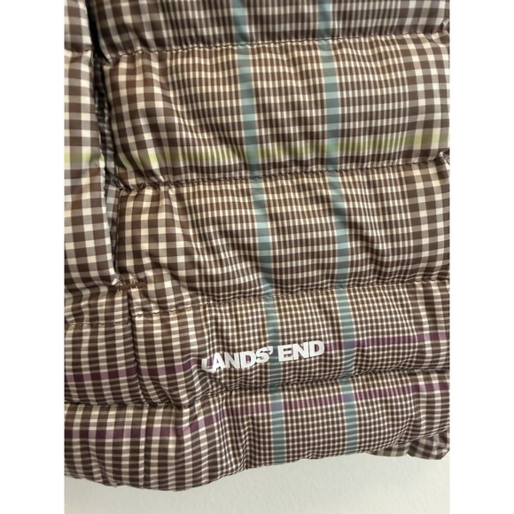 Lands End Women's Neutral Plaid Max 600 Down Puffer Vest Size Medium Tall - Picture 3 of 10